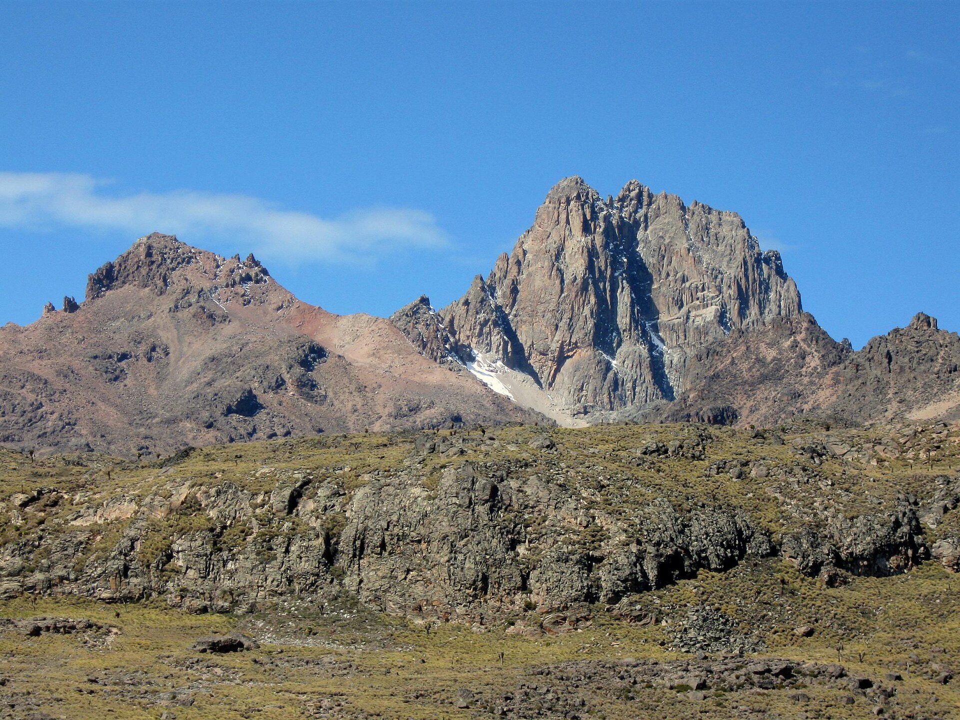 Shipton - Pt Lenana (4985m)- Mt Kenya Bandas (2800m) on Mt Kenya Trekking Sirimon to Chogoria